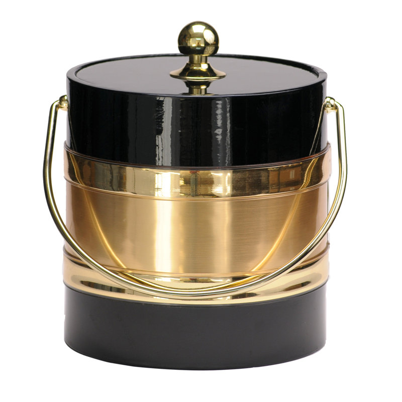 Mr Ice Bucket Black 3 Qt. Ice Bucket with Gold Center Design & Reviews